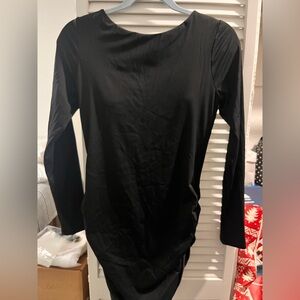 Halara Black Long Sleeved Athletic Dress with Ruched Sides